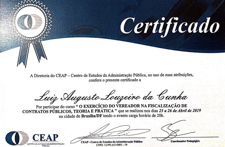 Certificado Luiz Augusto