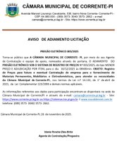 AVISO DE ADIAMENTO LICITAÇÃO: PREGÃO ELETRÔNICO 003/2025